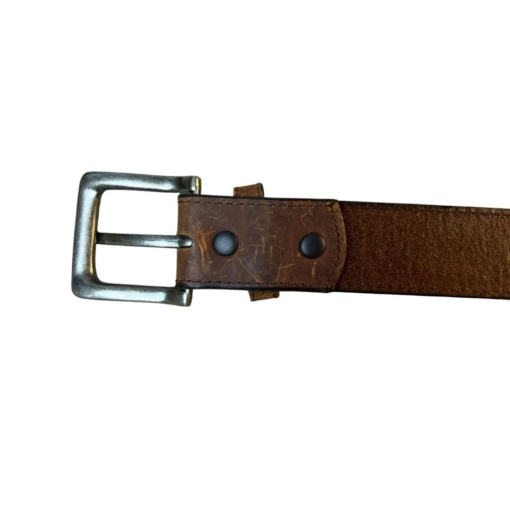 Men's Brown Leather Belt with Camo Inserts Deer Hunter Elk Casual   Waist 33-37